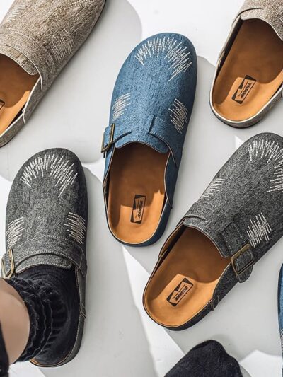 Men’s Embroidered Backless Mule Loafers