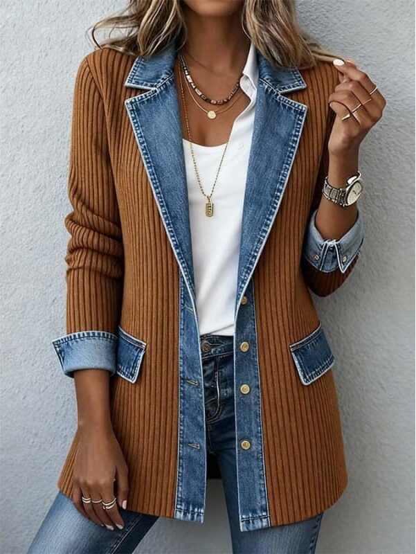 Women’s Long-Sleeve Denim Blazer Jacket