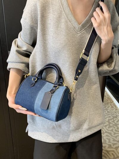 Women’s Color-Block Denim Pillow Handbag